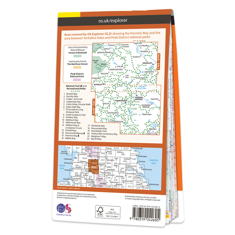OS Explorer Map OL21 - South Pennines-1